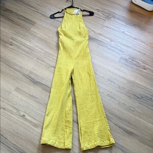 Free People Mustard Halter Jumpsuit